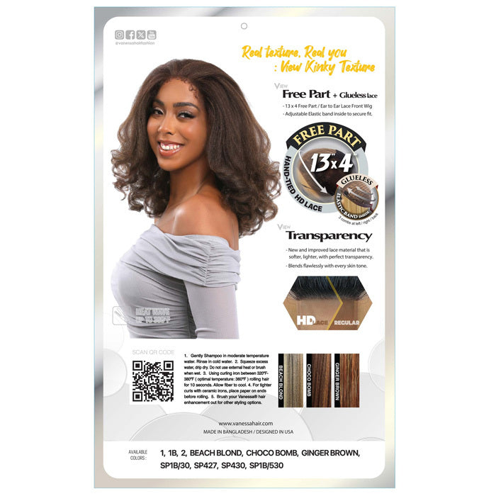 Vanessa View Kinky 134 Glueless 13x4 HD Lace Frontal Wig - ANVIE