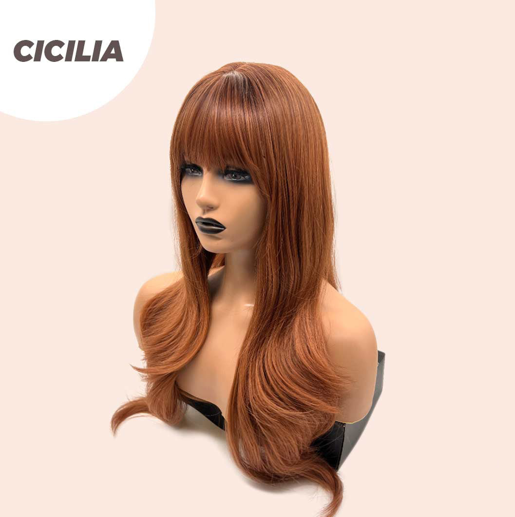 Rachel's Pick- 26 Inches Curly Copper Fashion Wig With Bangs CICILIA