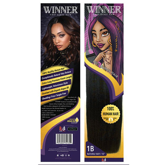 Bobbi Boss Winner 100% Human Hair Weave - NATURAL YAKY 8-18"