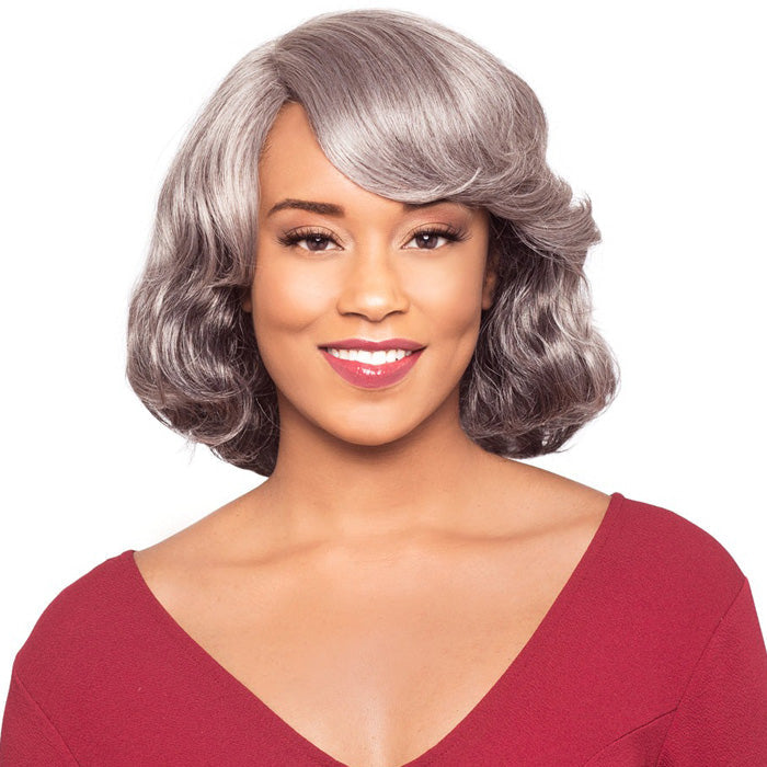 Foxy Silver Human Hair Blend Lace Part Wig STERLING