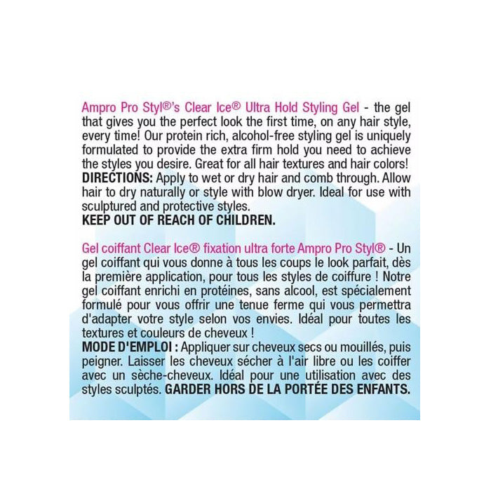 Ampro Style Clear Ice Ultra Hold Styling Gel 8.8 Oz
