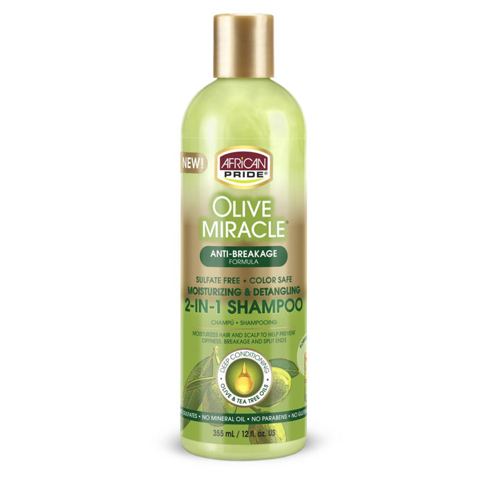 African Pride Olive Miracle 2-in-1 Shampoo Conditioner 12 oz