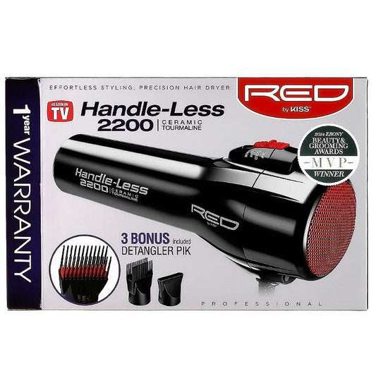 Red Handle-Less 2200 Ceramic Tourmaline Hair Dryer Combo