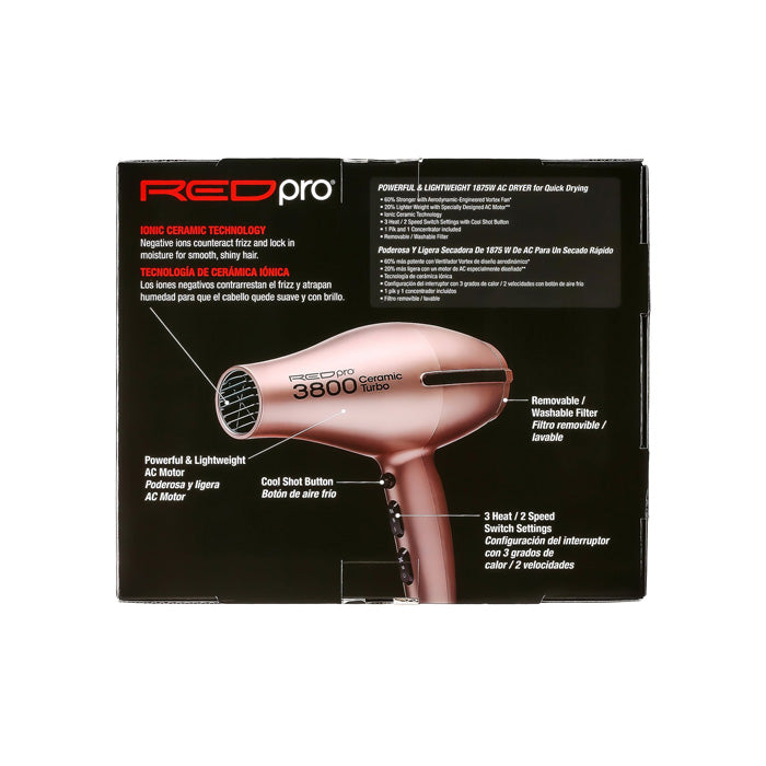 Red Pro 3800 Ceramic Jet Stream Power Turbo Hair Dryer