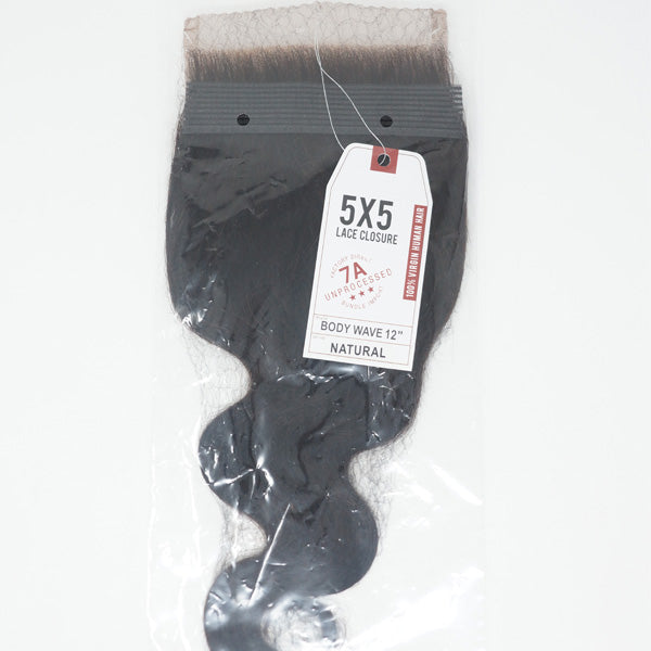 Sensationnel Bare & Natural 7A Unprocessed 100% Virgin Human Hair HD Lace Closure - 5X5 BODY WAVE 10-18"