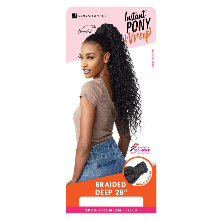 Sensationnel Synthetic Ponytail Instant Pony Wrap Braided Deep 28"