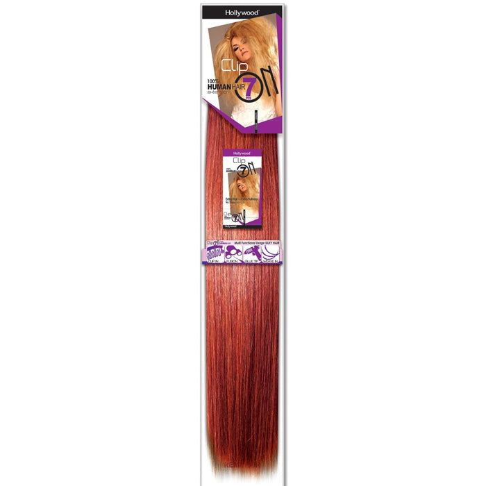 Hollywood Clip On-7 100% Human Hair Extension - STRAIGHT 7 Pcs (14/18/20")