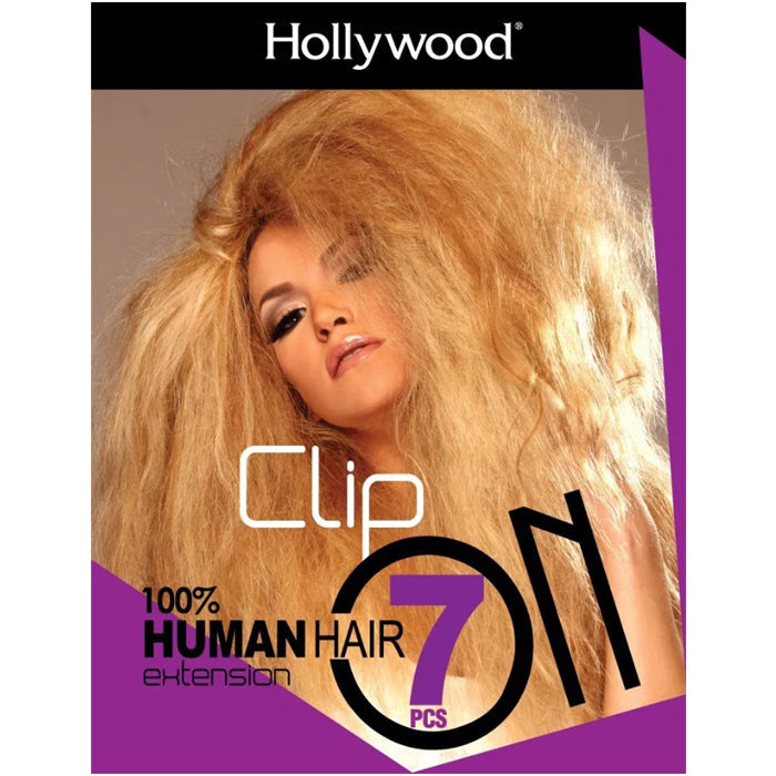 Hollywood Clip On-7 100% Human Hair Extension - STRAIGHT 7 Pcs (14/18/20")