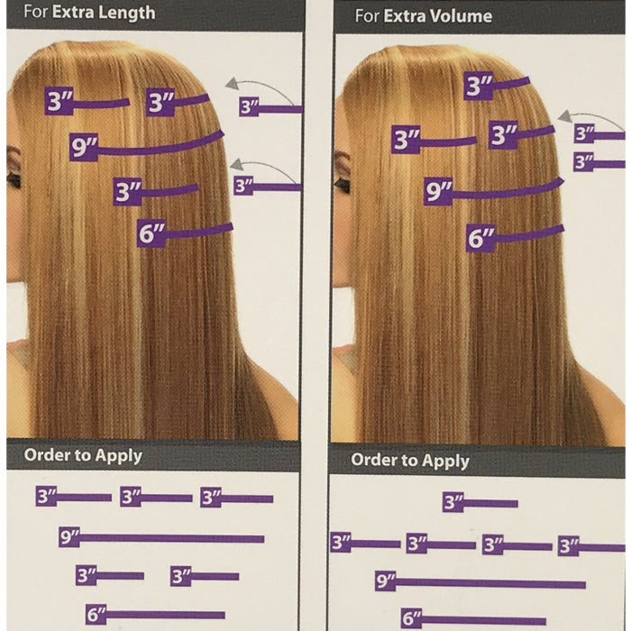 Hollywood Clip On-7 100% Human Hair Extension - STRAIGHT 7 Pcs (14/18/20")