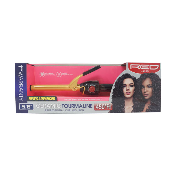 RED by Kiss Ceramic Tourmaline Professional Curling Iron 5/8"