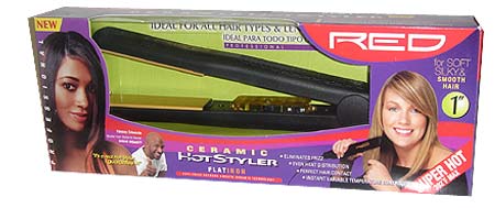 Red Ceramic Hot Styler Ceramic Tourmaline Flat Iron 3/4 inch