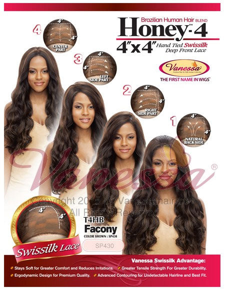 Vanessa Honey-4 Brazilian Human Hair Blend Lace Front Wig T4HB FACONY