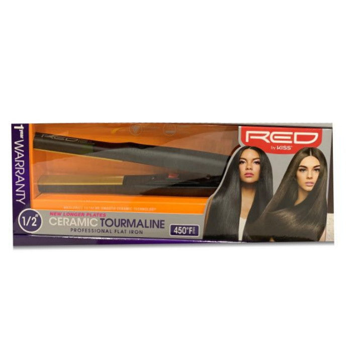 RED Ceramic TOURMALINE Professional Flat Iron 1/2 Inch