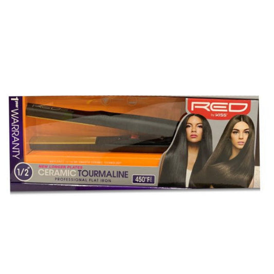 RED Ceramic TOURMALINE Professional Flat Iron 1/2 Inch