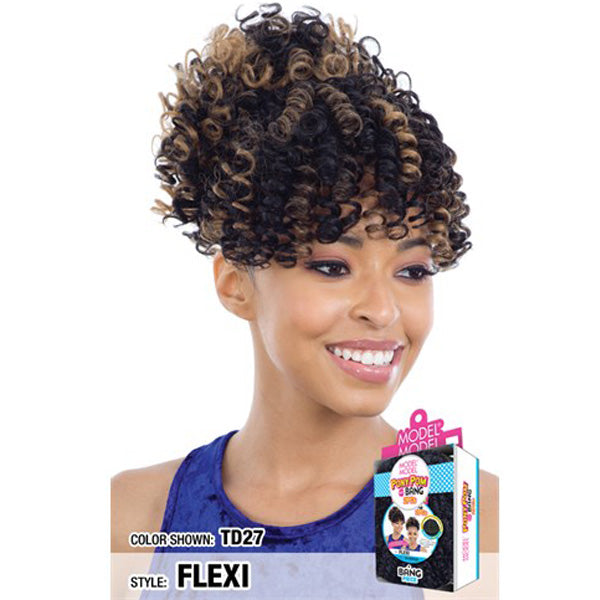 Model Model Synthetic Ponypom and Bang Drawstring Ponytail - FLEXI