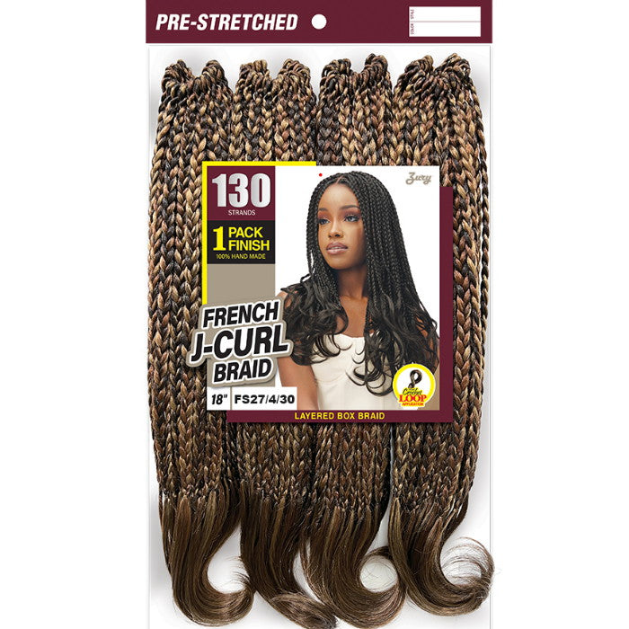 Zury Sis Loop Crochet Braids 100% Hand-Made - FRENCH J CURL BRAID 18" 130 STRANDS