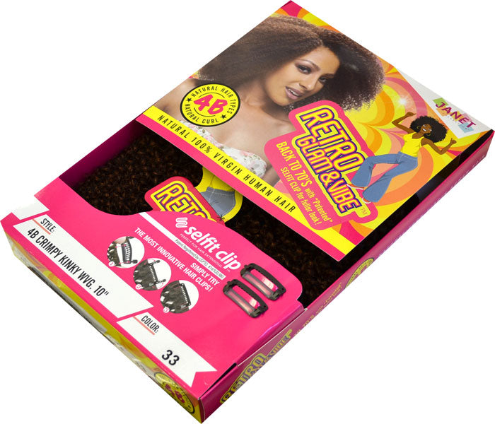 Janet Collection Retro Glam & Vibe 100% Natural Virgin Human Hair Weave - 4B CRIMPY KINKY WVG 10-18"