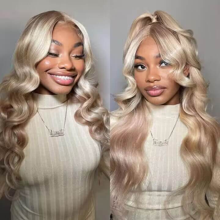 Barbie Blonde Highlight Lace Closure Wigs #18/613 HD Transparent 5x5 Lace Closure Human Hair Wigs