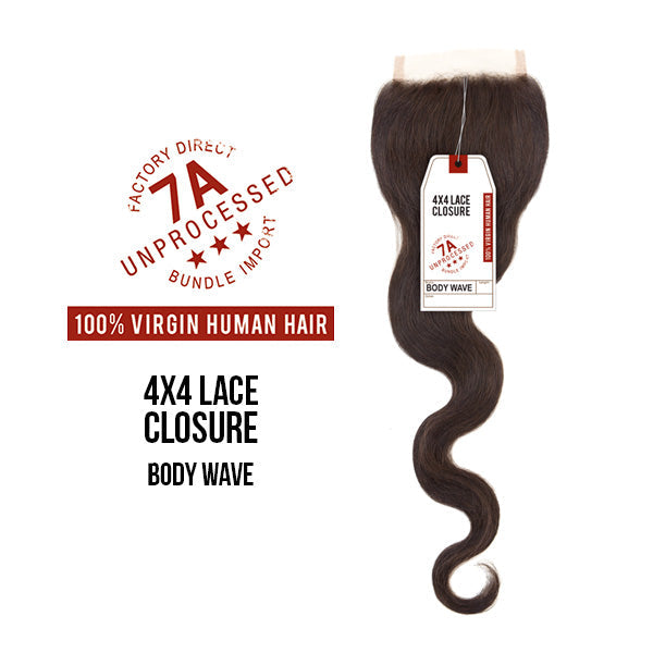 Sensationnel Bare & Natural 100% Virgin Human Hair 7A Lace Closure - 4X4 BODY WAVE 10-18"