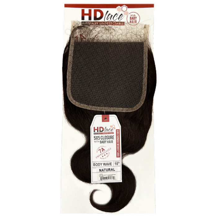 Sensationnel Bare & Natural 7A Unprocessed 100% Virgin Human Hair HD Lace Closure - 5X5 BODY WAVE 10-18"