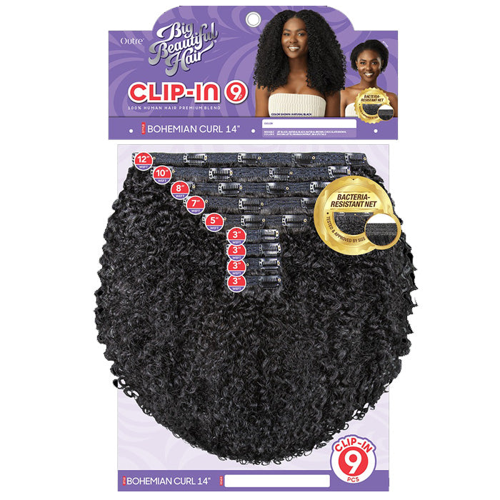 Outre Human Hair Blend Big Beautiful Hair Clip In 9CS - BOHEMIAN CURL 14"