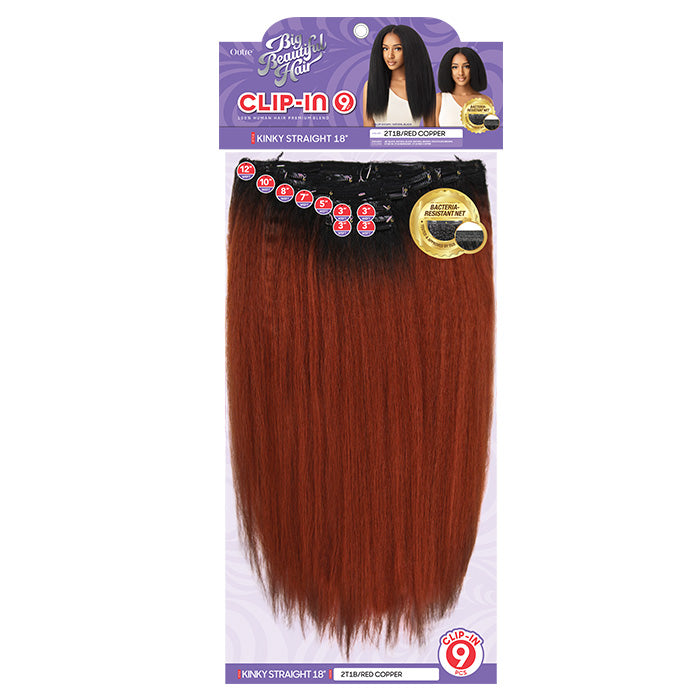 Outre Big Beautiful Hair Human Hair Blend Clip In 9pcs Weave - KINKY STRAIGHT 18"