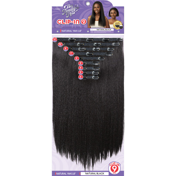 Outre Big Beautiful Hair Human Hair Blend Clip-In 9 Weave - Natural Yaki 18"