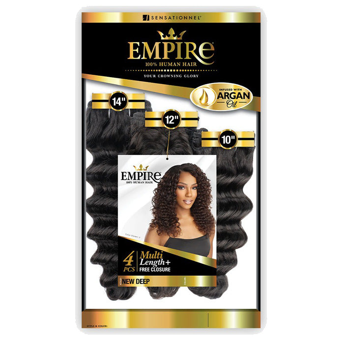 Sensationnel Empire 100% Human Hair Weave - NEW DEEP 4PCS + Free Closure