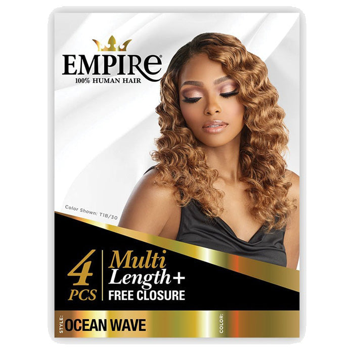 Sensationnel Empire 100% Human Hair Weave - OCEAN WAVE 4PCS + Free Closure