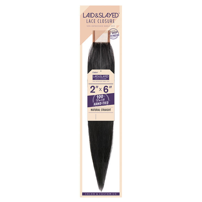 Outre Laid & Slayed 100% Non-Processed Bundle Hair 2X6 Lace Closure - NATURAL STRAIGHT 10-16"