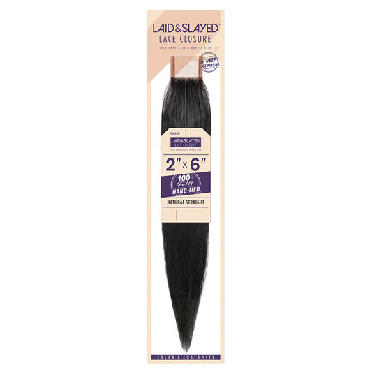 Outre Laid & Slayed 100% Non-Processed Bundle Hair 2X6 Lace Closure - NATURAL STRAIGHT 10-16"