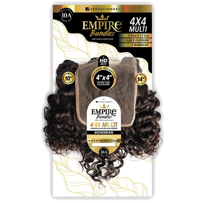 Sensationnel Empire Bundles Multi Pack 100% Virgin Human Hair Weave and 4x4 HD Lace Closure - BOHEMIAN