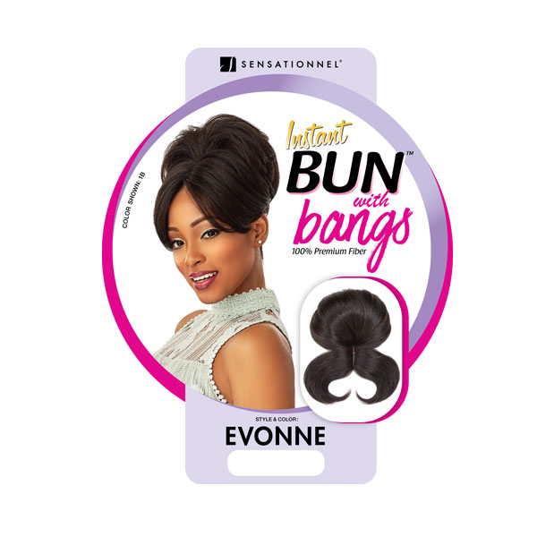 Sensationnel 100% Premium Fiber Instant Bun with Bangs EVONNE