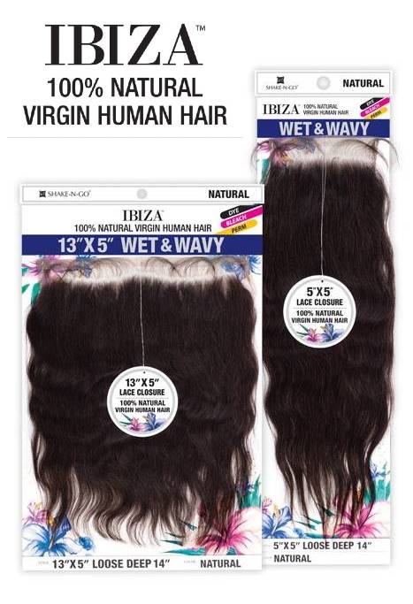 Shake N Go Virgin Human Hair Wet & Wavy 13x5 Lace Closure Ibiza DEEP CURL 10-16"