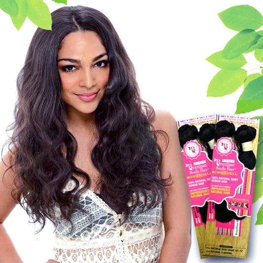 Janet Collection Bombshell Brazilian Bundle 100% Remy Human Hair Weaves - NATURAL BODY WAVE 14-20"