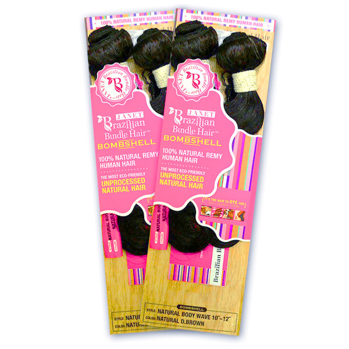 Janet Collection Bombshell Brazilian Bundle 100% Remy Human Hair Weaves - NATURAL BODY WAVE 14-20"