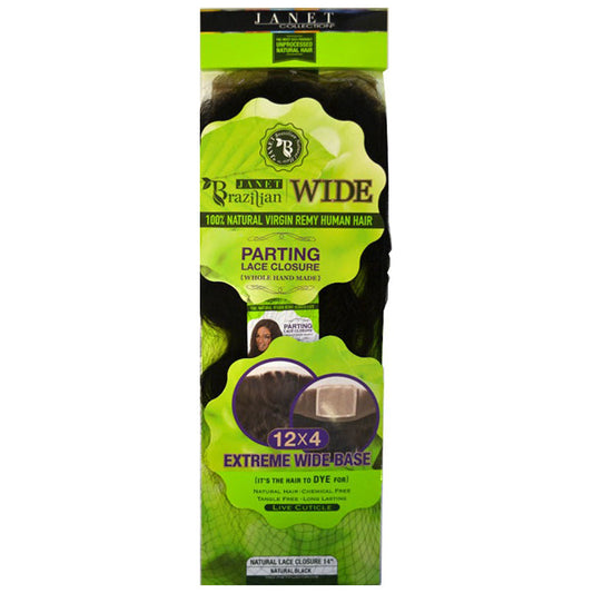 Janet Collection 100% Natural Virgin Remy Human Hair 12x4 Lace Closure - NATURAL 14"