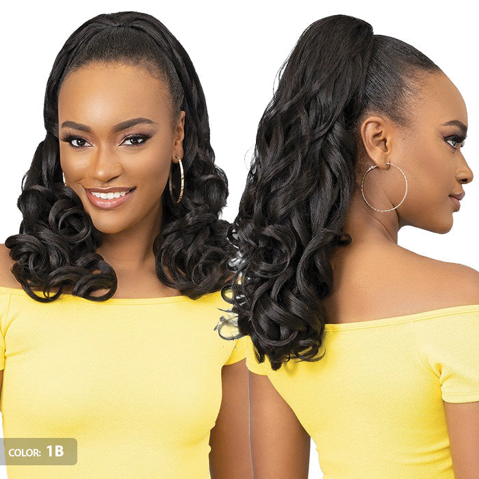 Janet Collection Noir Everytime Drawstring Ponytail - MANDARIN