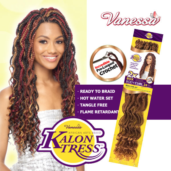 Vanessa Pre-Looped Crochet Braid African Arts - BOX BODY CURL 24" 2X