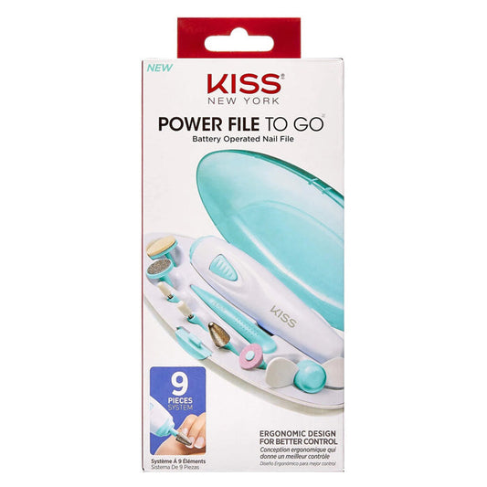 Kiss New York Battery Operated Nail File 9 Pieces - POWER FILE TO GO
