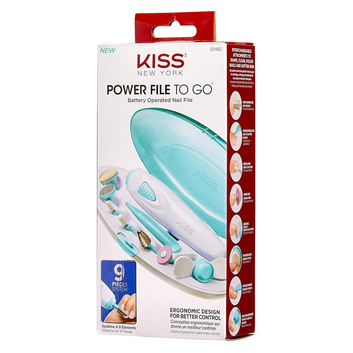 Kiss New York Battery Operated Nail File 9 Pieces - POWER FILE TO GO