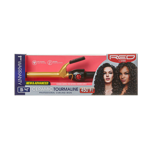 RED by Kiss Ceramic Tourmaline Professional Curling Iron 3/4"