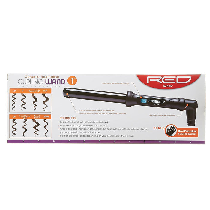 RED by Kiss Ceramic Tourmaline CURLING WAND