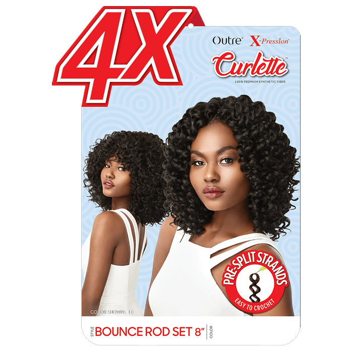 Outre X-Pression Curlette 4X Crochet Braid - BOUNCE ROD SET 8 Inch
