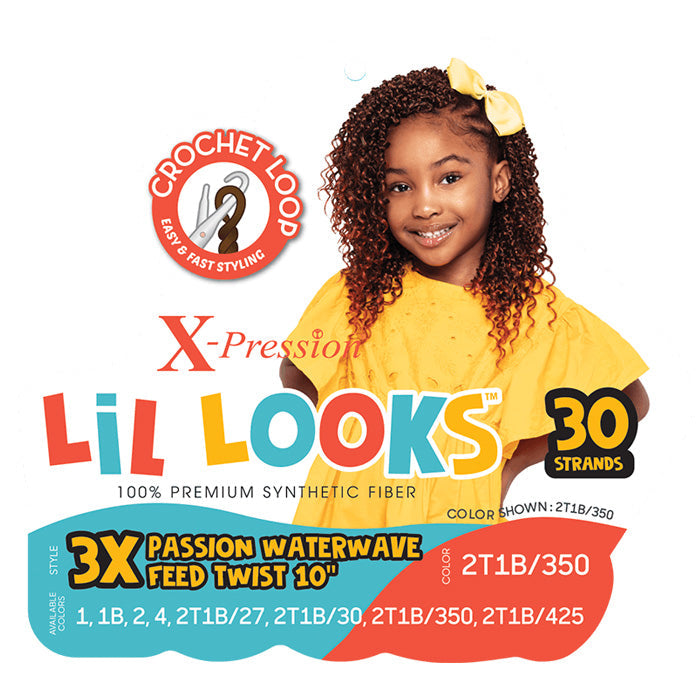Outre X-Pression Lil Looks Crochet Loop Braid - PASSION WATER WAVE FEED TWIST 10" 3x