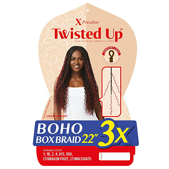 Outre X Pression Twisted Up Crochet Braid - 3X BOHO BOX BRAID 22"