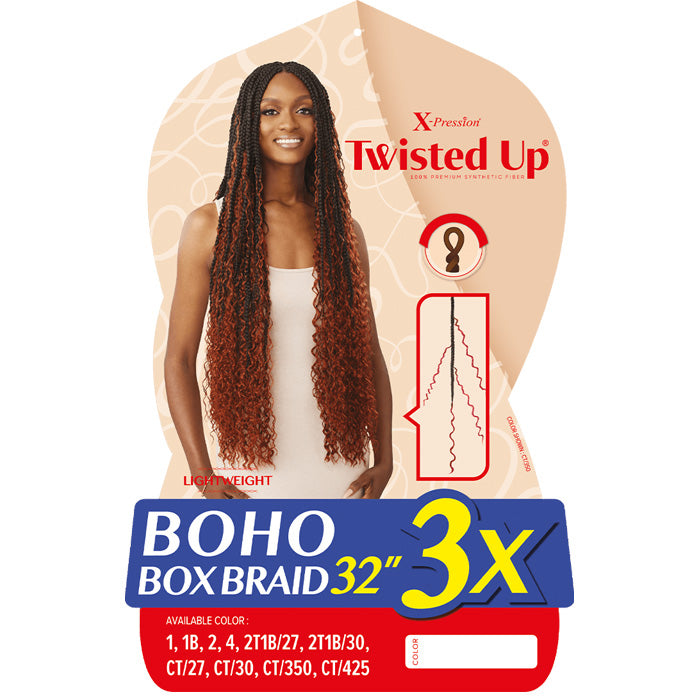 Outre X-Pression Twisted Up Crochet Loop Braid - BOHO BOX BRAID 32" 3X