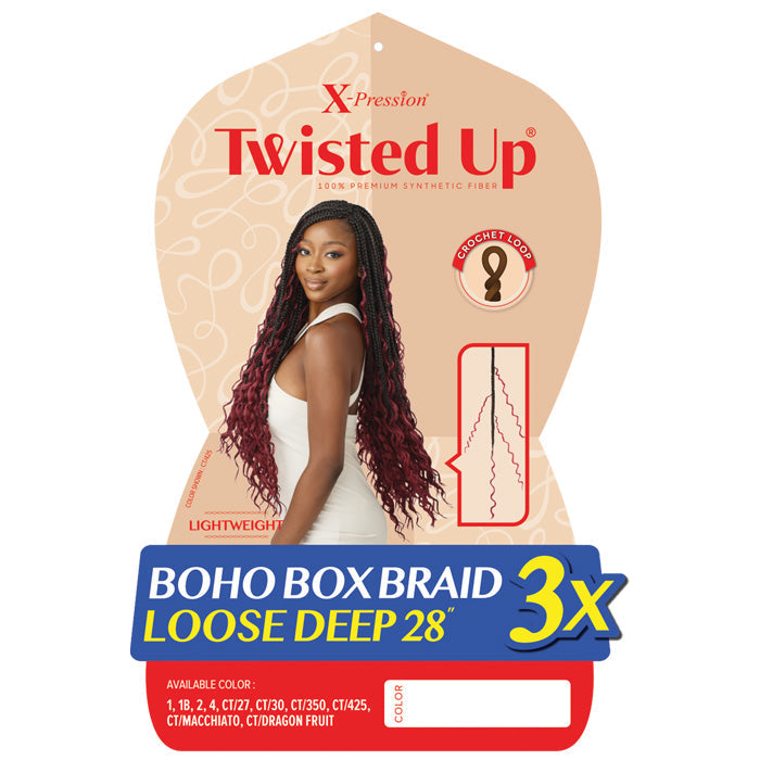 Outre X-Pression Twisted Up Synthetic Crochet Loop Braid - BOHO BOX BRAID LOOSE DEEP 28 3X
