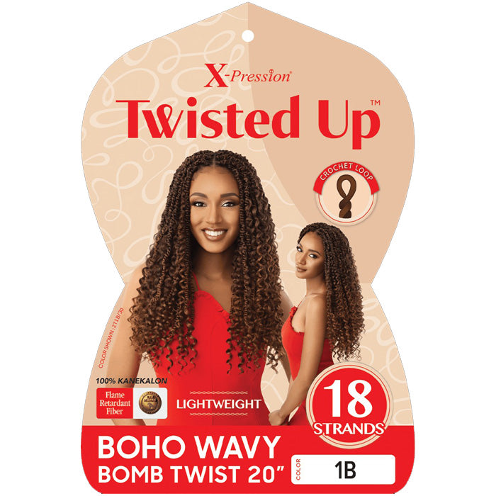 Outre X-Pression Twisted Up Pre-Looped Crochet Braid - BOHO WAVY BOMB TWIST 20"