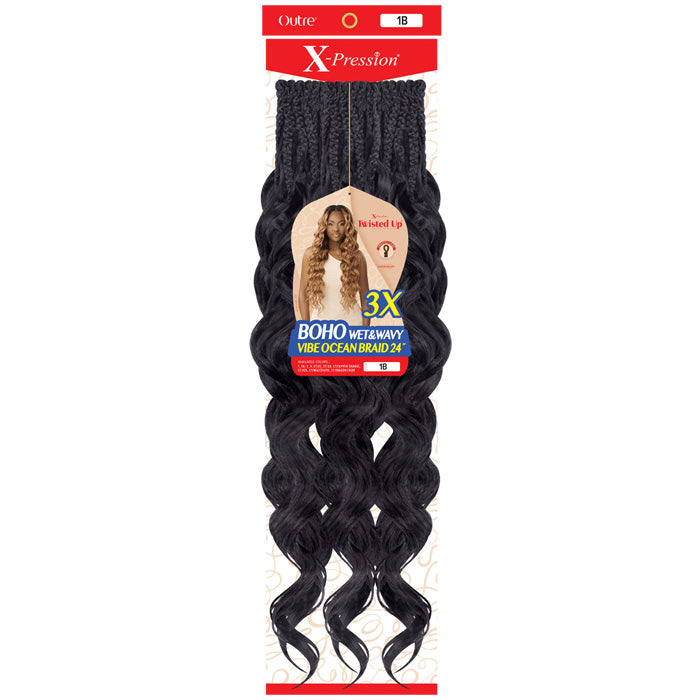 Outre X-Pression Twisted Up Pre-Loop Crochet Braid - BOHO WET&WAVY VIBE OCEAN BRAID 24" 3X
